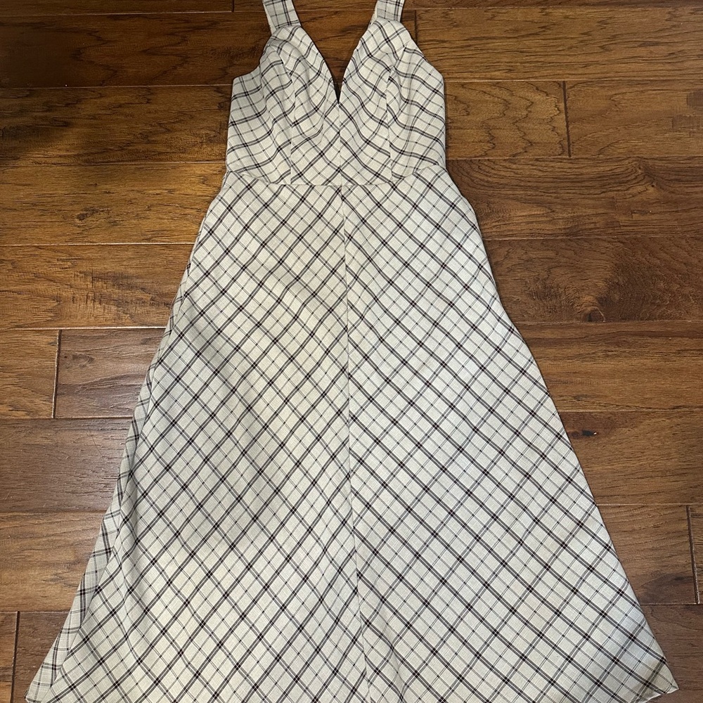 Linen Plaid Midi Dress